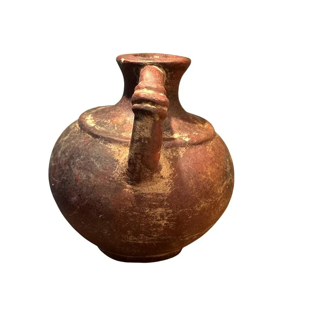 Mexican Terracotta Olla Vessel Rustic Folk Pottery Sculptural Deco Vintage Water - Picture 3 of 12